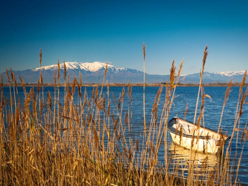 Etangs de Canet saint Nazaire en Roussillon Les Etangs de Canet saint Nazaire en Roussillon avec la vue sur le canigou